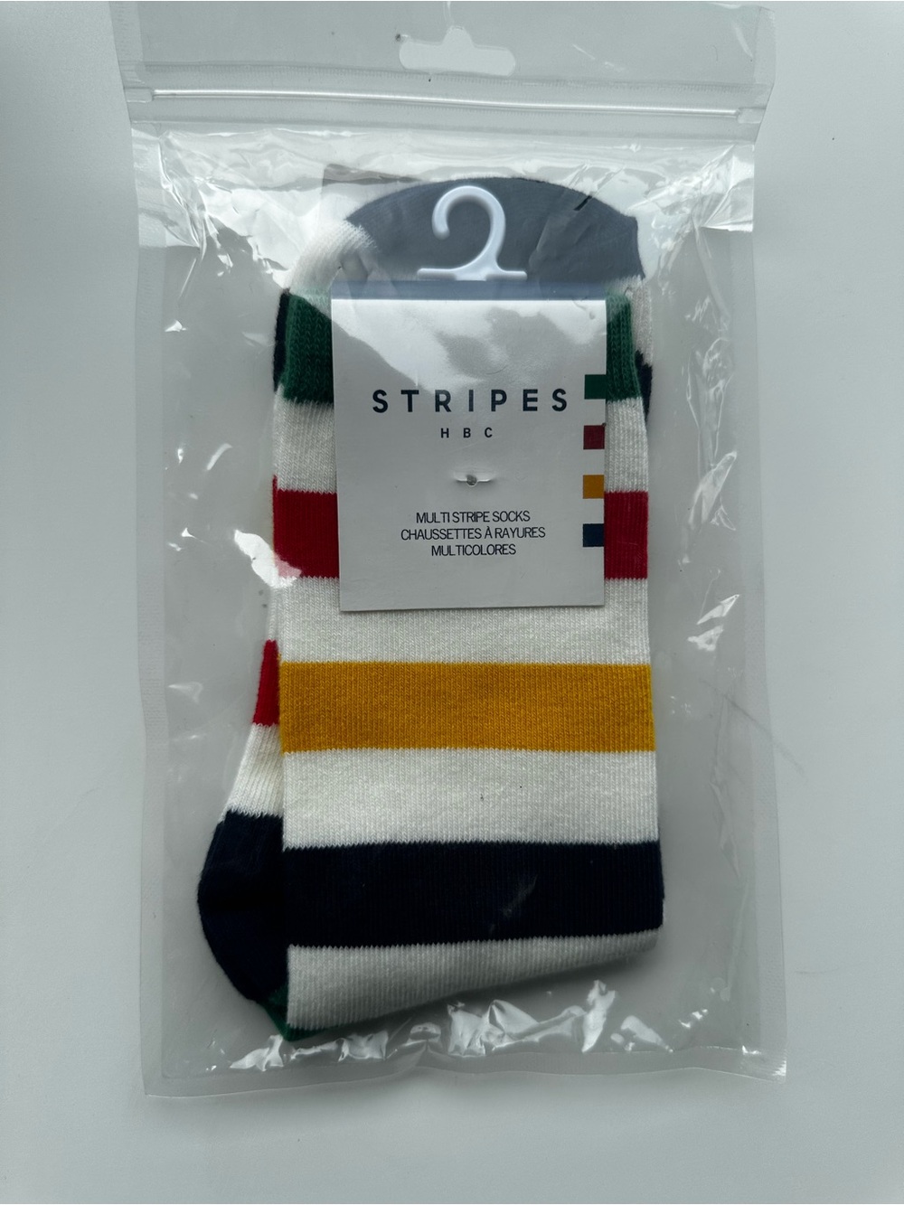 HBC Multi-Stripe Crew Socks - White with Multi Colors